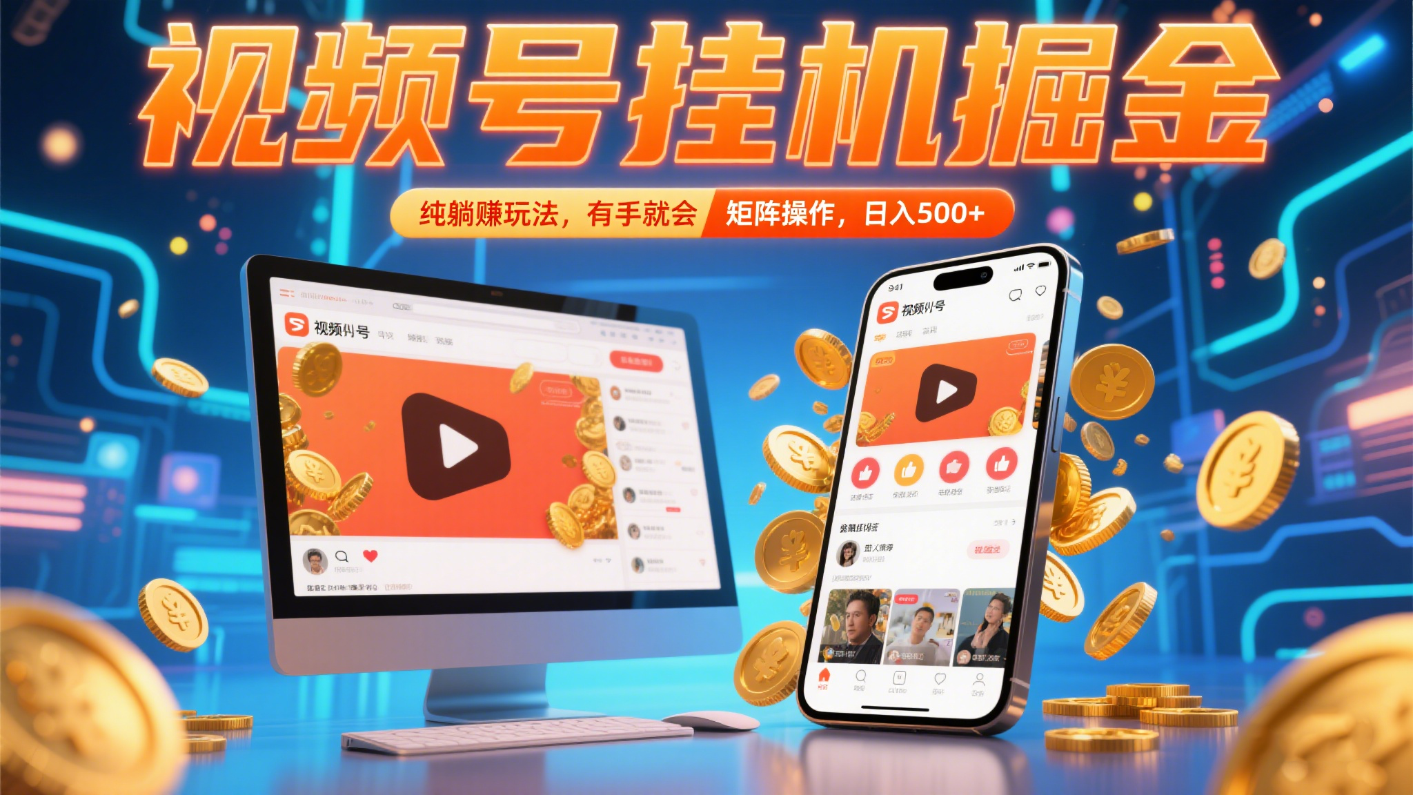 视频号挂机掘金,纯躺赚玩法,有手就会,矩阵操作,日入500+