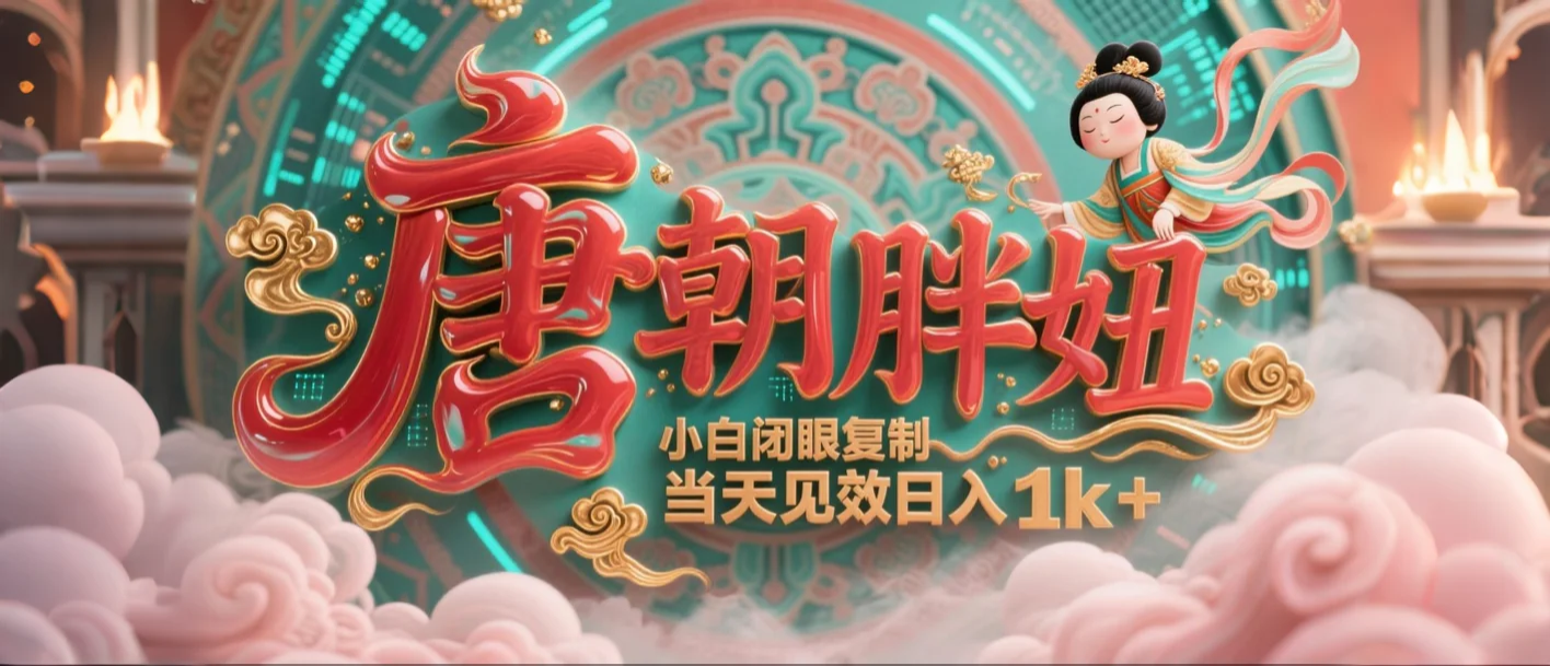 用AI克隆“唐朝胖妞”日更3条，平台疯狂推流，小白闭眼复制，当天见效，日入1000+