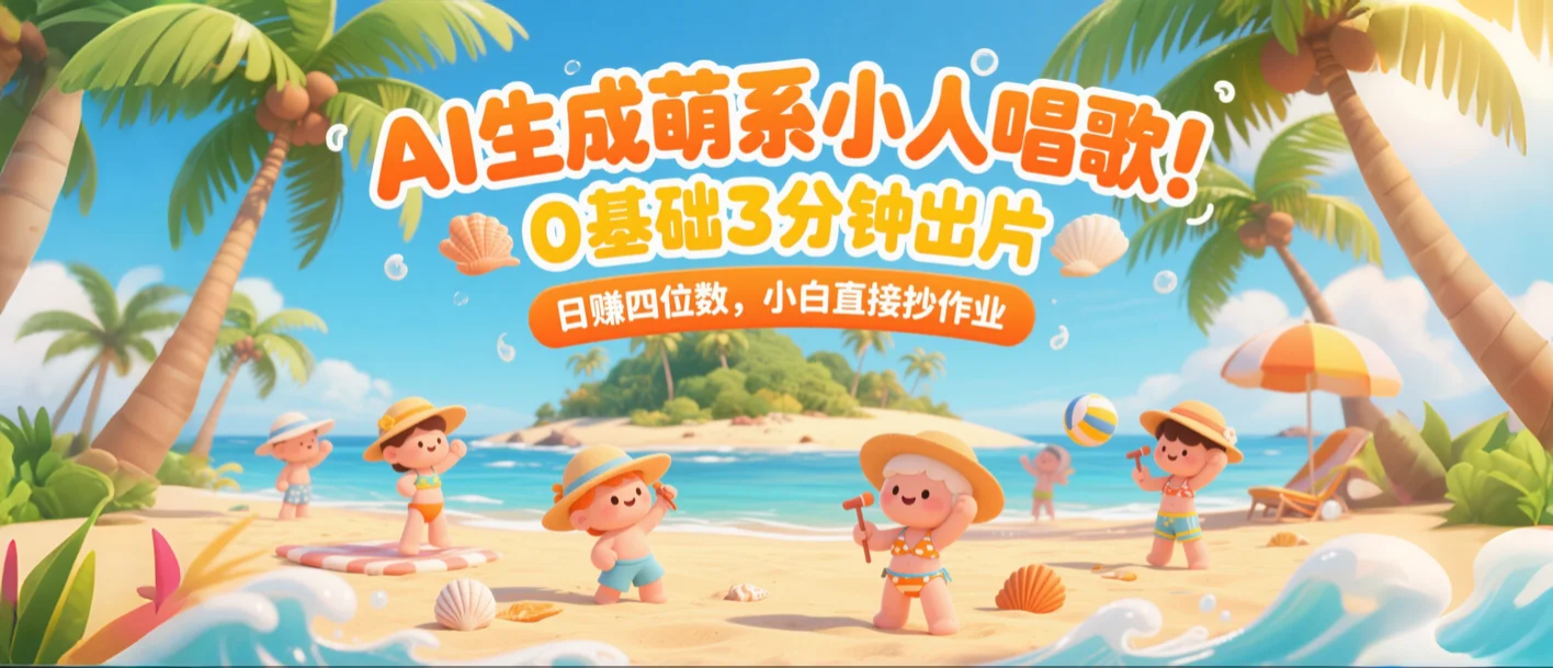 AI生成萌系小人唱歌！0基础3分钟出片，28个作品涨粉8.9万，单条最高19万赞，日赚四位数，小白直接抄作业
