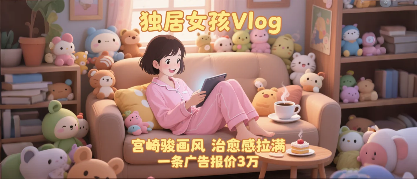 单个账号涨粉71万！用AI制作独居女孩Vlog，宫崎骏画风，治愈感拉满，一条广告报价3万
