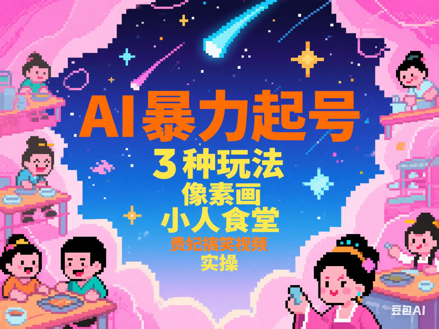 AI 暴力起号3种玩法 像素画 小人食堂 贵妃搞笑视频 实操