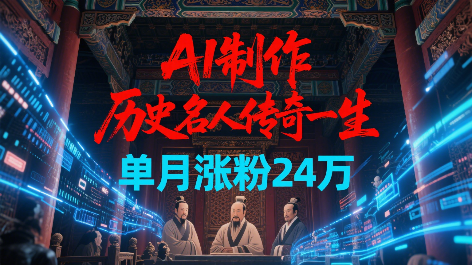 暴力起号！用AI制作历史名人传奇一生，单月涨粉24万，涨粉+变现赛道黑马来了
