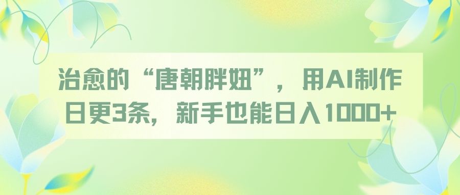 治愈的“唐朝胖妞”,用AI制作日更3条,新手也能日入1000+